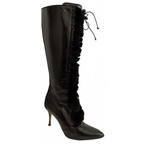 Cole Haan Leather Knee Hi Lace Up Boots
